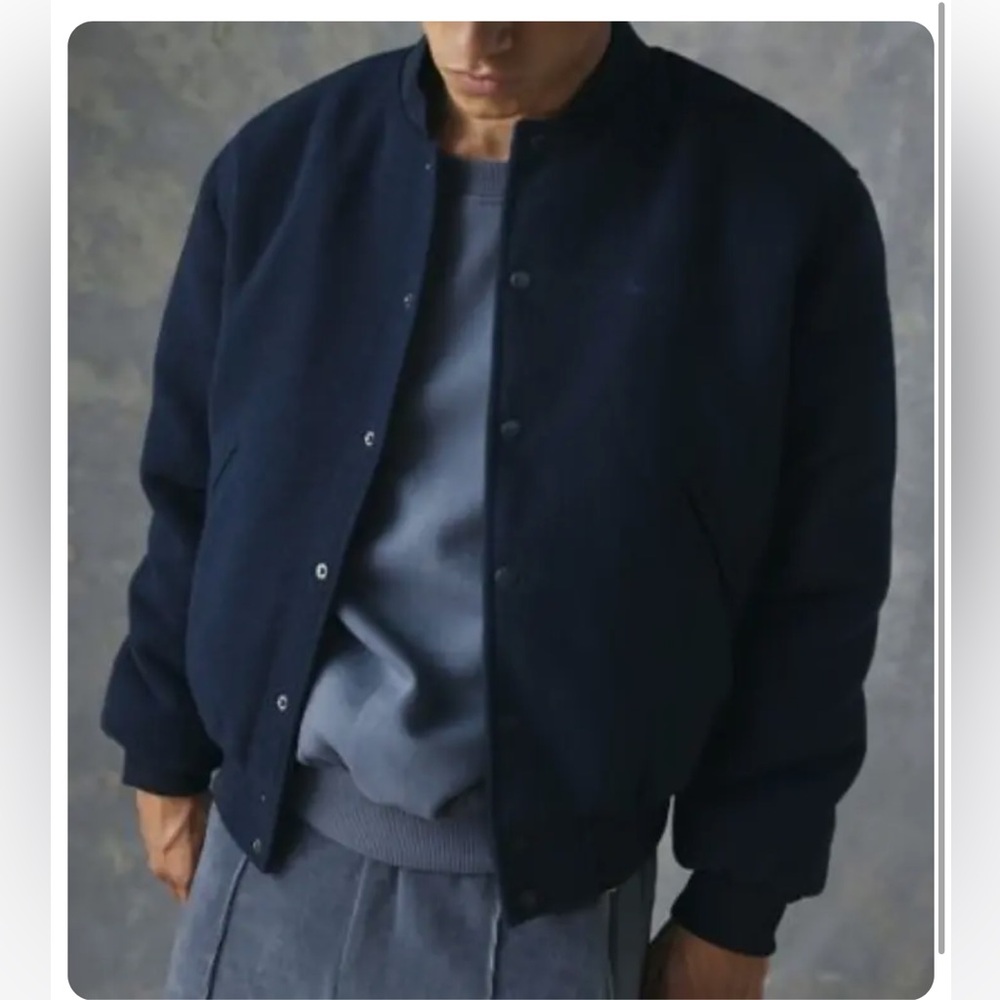 Standard Cloth Faux Wool Varsity Jacket

In Navy blue Urban Outfitters |...